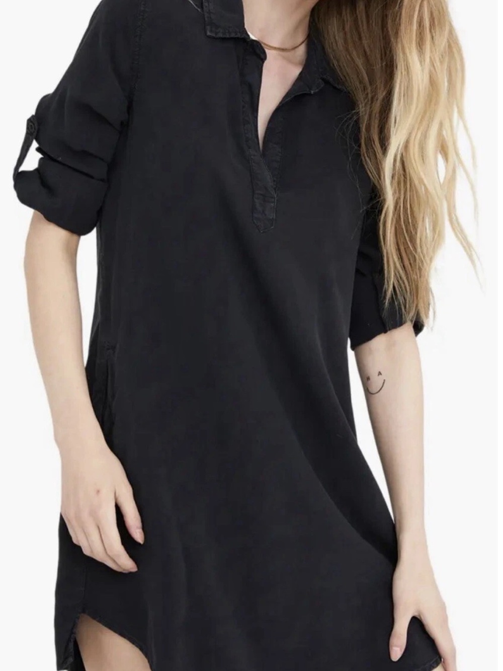 Bella Dahl Black Collared Tunic Dress. large. NWT.